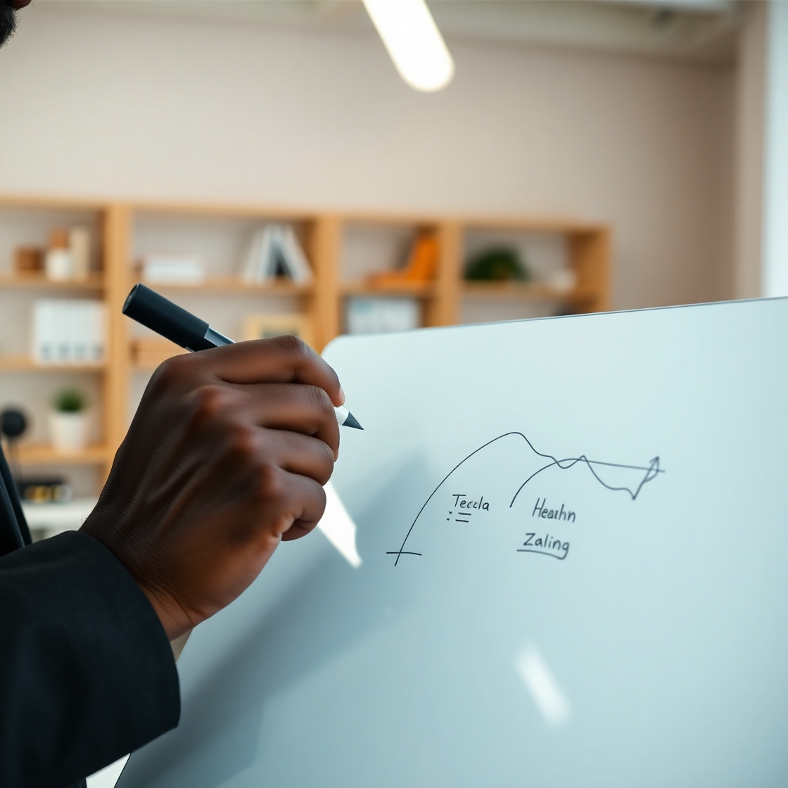 Strategic roadmap session — structured systems plan on whiteboard